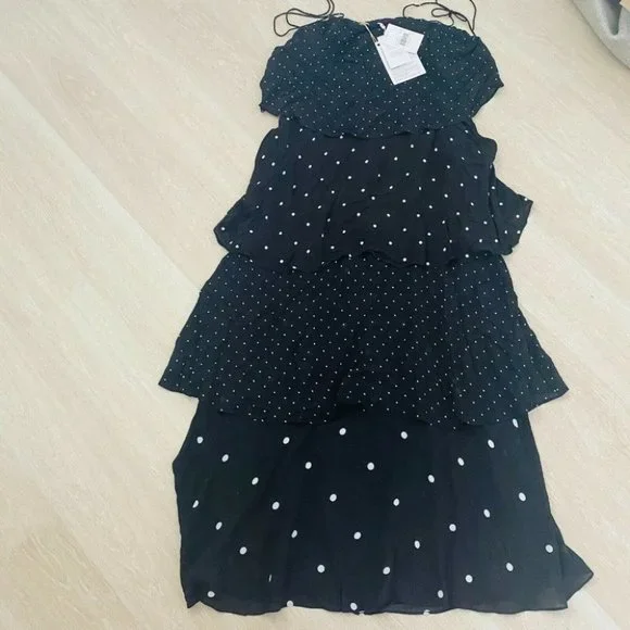 ANINE BING BNWT Daisy tiered polka-dot chiffon maxi dress Women's Size XS - Picture 6 of 9